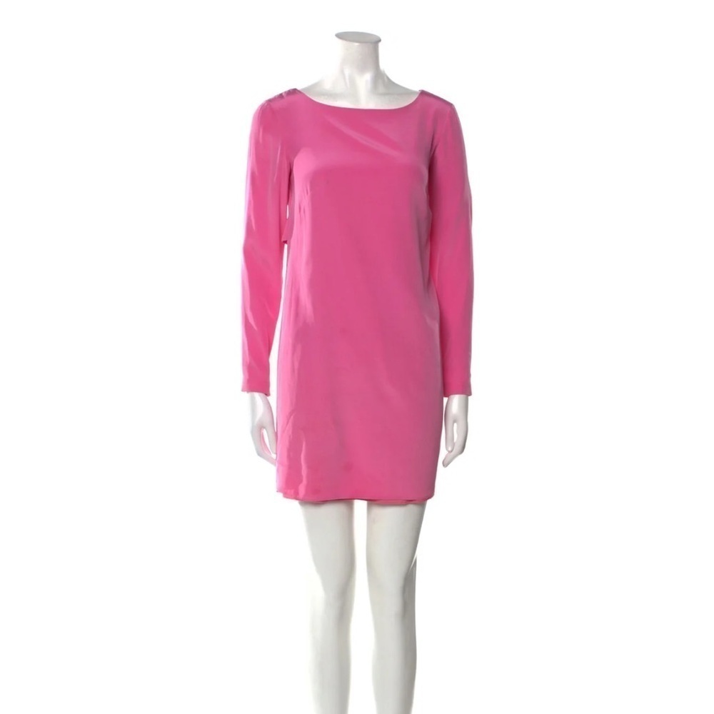 Tibi 100% Silk Pink Long Sleeve Mini Dress 12